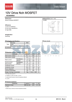 RCX050N25 datasheet - 10V Drive Nch MOSFET