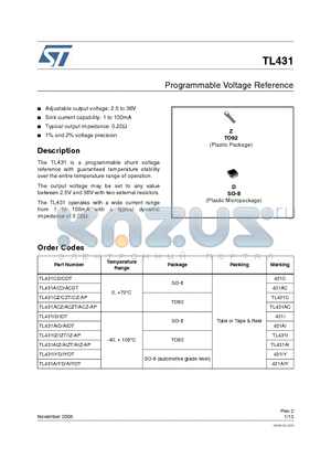 TL431IDT datasheet - Programmable Voltage Reference