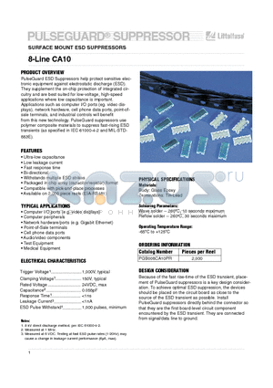 PGB008CA10PR datasheet - SURFACE MOUNT ESD SUPPRESSORS, 8-Line CA10