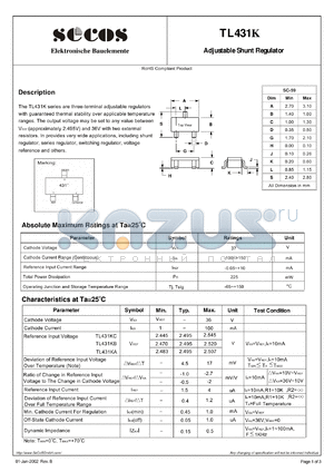 TL431K datasheet - Adjustable Shunt Regulator