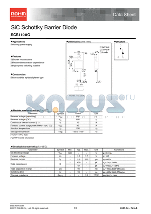 SCS110AG datasheet - SiC Schottky Barrier Diode