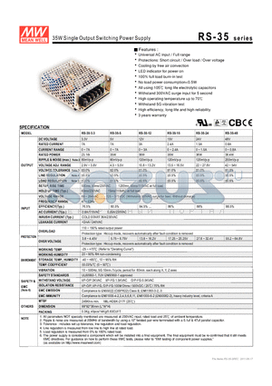 RS-35 datasheet - 35W Single Output Switching Power Supply