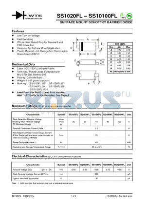 SS1040FL datasheet - SURFACE MOUNT SCHOTTKY BARRIER DIODE