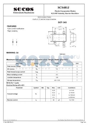 SCS481J datasheet - Plastic-Encapsulate Diodes 0.2AMP Schottky Barrier Rectifiers