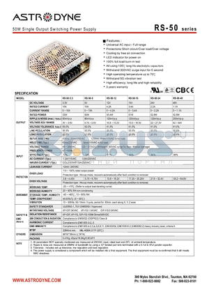 RS-50-12 datasheet - 50W Single Output Switching Power Supply