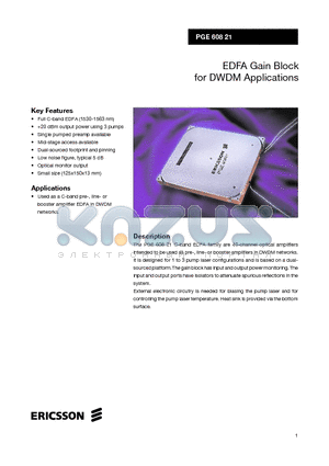 PGE60821 datasheet - EDFA Gain Block for DWDM Applications