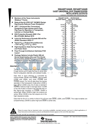 SN54ABT16500BWD datasheet - 18-BIT UNIVERSAL BUS TRANSCEIVERS WITH 3-STATE OUTPUTS