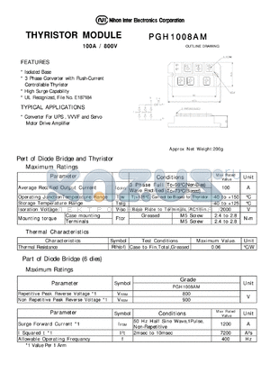 PGH1008AM datasheet - THYRISTOR MODULE 100A / 800V