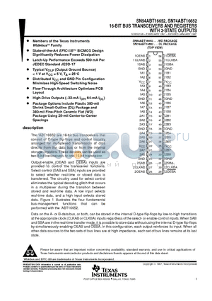 SN54ABT16652WD datasheet - 16-BIT BUS TRANSCEIVERS AND REGISTERS WITH 3-STATE OUTPUTS