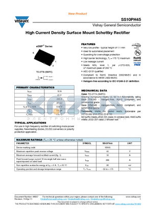 SS10PH45_11 datasheet - High Current Density Surface Mount Schottky Rectifier