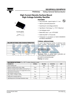 SS10PH9 datasheet - High Current Density Surface Mount High-Voltage Schottky Rectifier