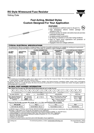 RS01A10K00JB12 datasheet - Fast Acting, Molded Styles Custom Designed For Your Application