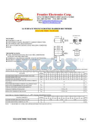 SS110-LFR datasheet - 1A SURFACE MOUNT SCHOTTKY BARRIER RECTIFIERS