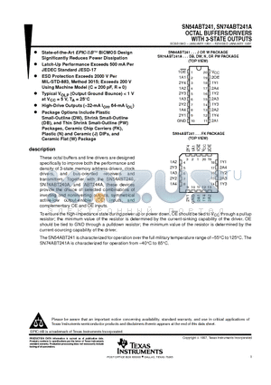 SN54ABT241 datasheet - OCTAL BUFFERS/DRIVERS WITH 3-STATE OUTPUTS