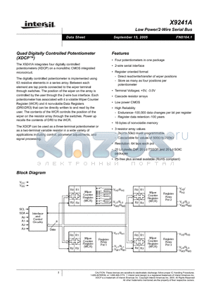 X9241AMPI datasheet - Low Powr/2-Wire Serial Bus