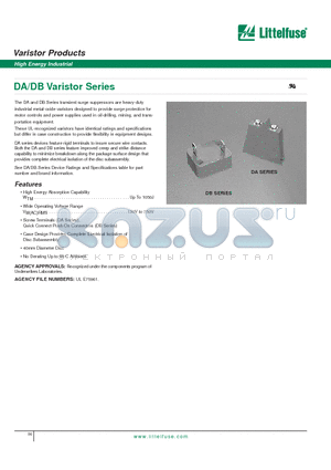V661DB40 datasheet - Varistor Products - High Energy Industrial