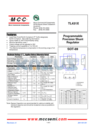 TL431X datasheet - Programmable Precision Shunt Regulator
