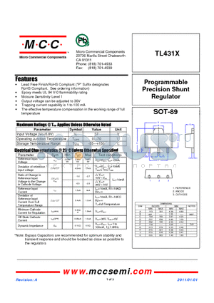 TL431X_11 datasheet - Programmable Precision Shunt Regulator