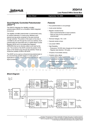 X9241AUP datasheet - Low Powr/2-Wire Serial Bus