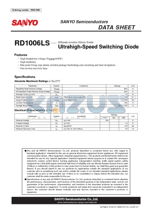 RD1006LS datasheet - Diffused Junction Silicon Diode Ultrahigh-Speed Switching Diode