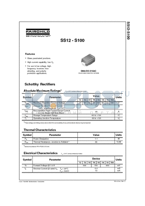 SS12-S500 datasheet - Schottky Rectifiers