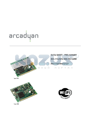 PH11107 datasheet - 802.11A/B/G MINI PCI CARD