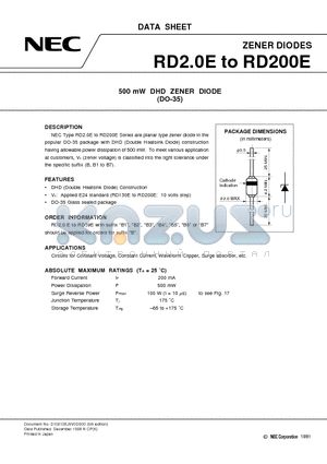 RD10EB datasheet - 500 mW DHD ZENER DIODE DO-35