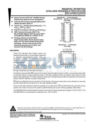 SN54ABT534W datasheet - OCTAL EDGE-TRIGGERED D-TYPE FLIP-FLOPS WITH 3-STATE OUTPUTS
