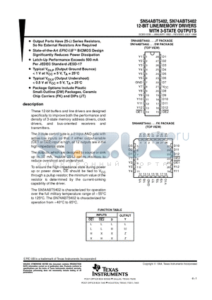 SN54ABT5402 datasheet - 12-BIT LINE/MEMORY DRIVERS WITH 3-STATE OUTPUTS