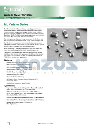 V68MLA1206 datasheet - Multilayer Transient Voltage Surge Suppressors