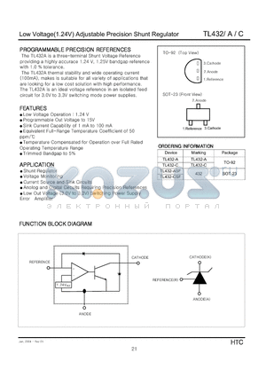 TL432-ASF datasheet - Low Voltage(1.24V) Adjustable Precision Shunt Regulator