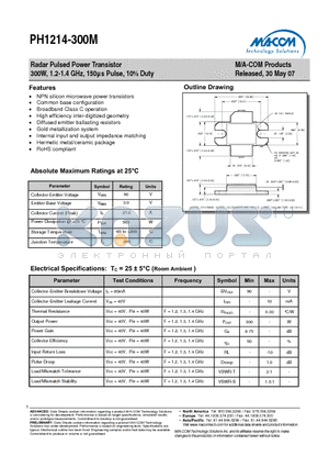 PH1214-300M datasheet - Radar Pulsed Power Transistor