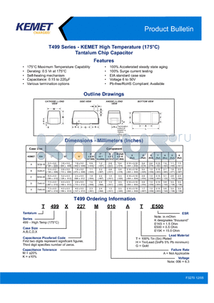 T499A685M010AHE500 datasheet - Tantalum Chip Capacitor
