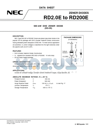 RD12EB7 datasheet - 500 mW DHD ZENER DIODE DO-35