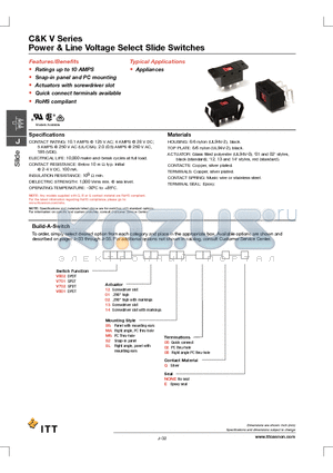 V70102SS08QE datasheet - Power & Line Voltage Select Slide Switches