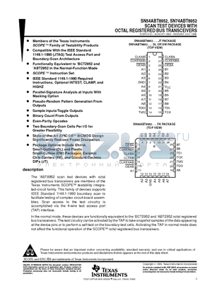 SN54ABT8952 datasheet - SCAN TEST DEVICES WITH OCTAL REGISTERED BUS TRANSCEIVERS
