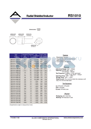 RS1010-120M-RC datasheet - Radial Shielded Inductor