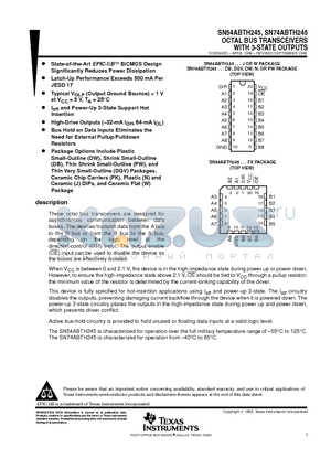 SN54ABTH245 datasheet - OCTAL BUS TRANSCEIVERS WITH 3-STATE OUTPUTS
