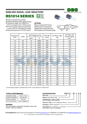 RS1014-102-MB datasheet - SHIELDED RADIAL LEAD INDUCTORS