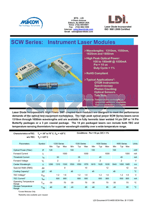 SCW1331-100R datasheet - Instrument Laser Modules