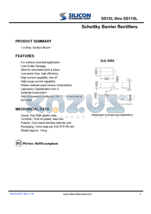 SS12L datasheet - Schottky Barrier Rectifiers