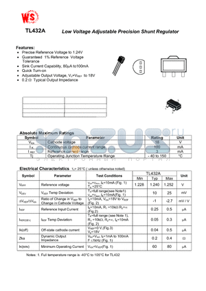 TL432ALT1 datasheet - Low Voltage Adjustable Precision Shunt Regulator