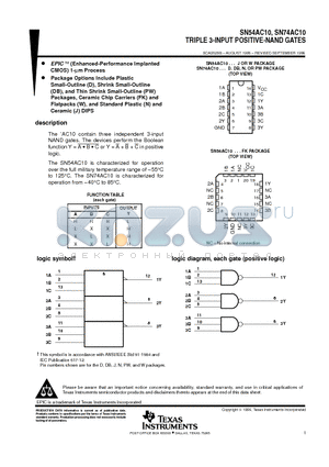 SN54AC10 datasheet - TRIPLE 3-INPUT POSITIVE-NAND GATES