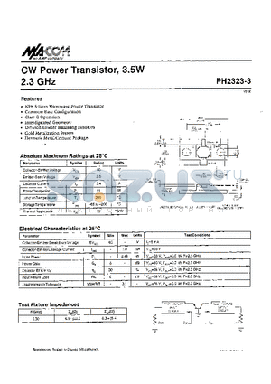 PH2323-3 datasheet - CW Power Transistor, 3.5W 2.3 GHz