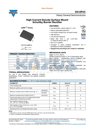 SS12P4C datasheet - High Current Density Surface Mount Schottky Barrier Rectifier