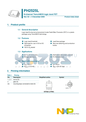 PH2525L datasheet - N-channel TrenchMOS logic level FET