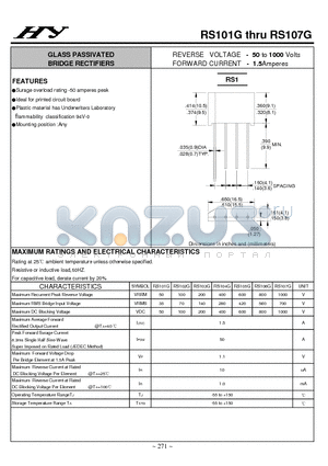 RS105G datasheet - GLASS PASSIVATED BRIDGE RECTIFIERS