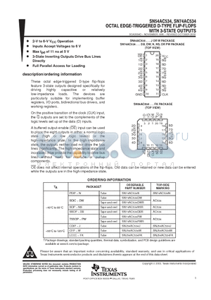 SN54AC534_08 datasheet - OCTAL EDGE-TRIGGERED D-TYPE FLIP-FLOPS WITH 3-STATE OUTPUTS