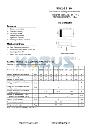 SS13 datasheet - Surface Mount Schottky Barrier Rectifiers