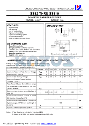 SS13 datasheet - SCHOTTKY BARRIER RECTIFIER